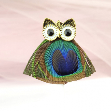 broszka sowa pawie pióro