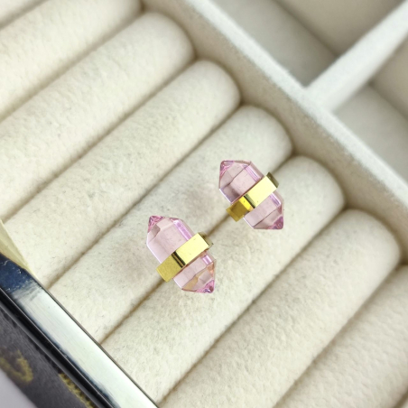 Kolczyki sztyft minerał róż...