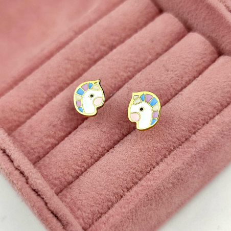 Kolczyki sztyfty jednorożec...