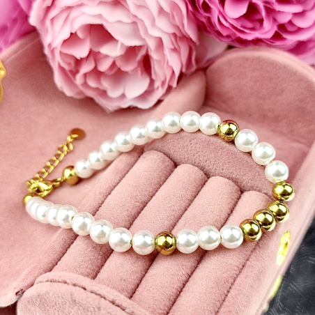 Bransoletka perełki zlote...