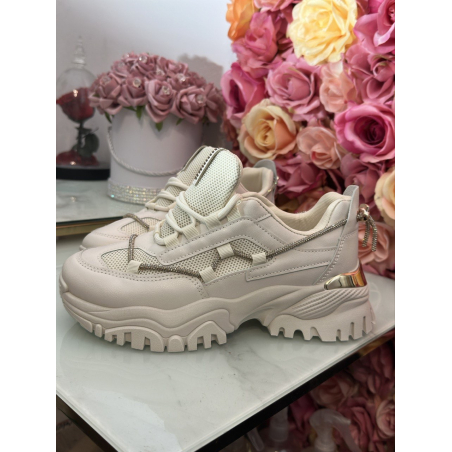 Buty sneakersy beż cyrkonie