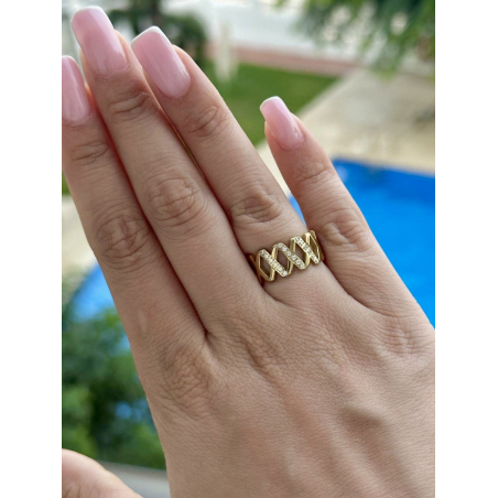 Pierścionek X  kryształki...