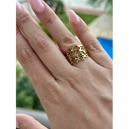 Pierścionek ażur kwiatki...