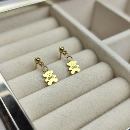 kolczyki sztyfty miś stal...