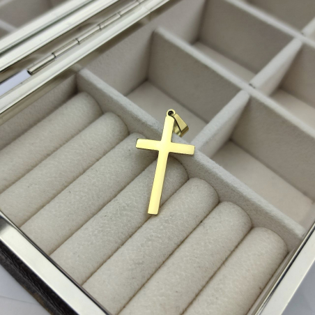 zawieszka krzyż złoty stal...